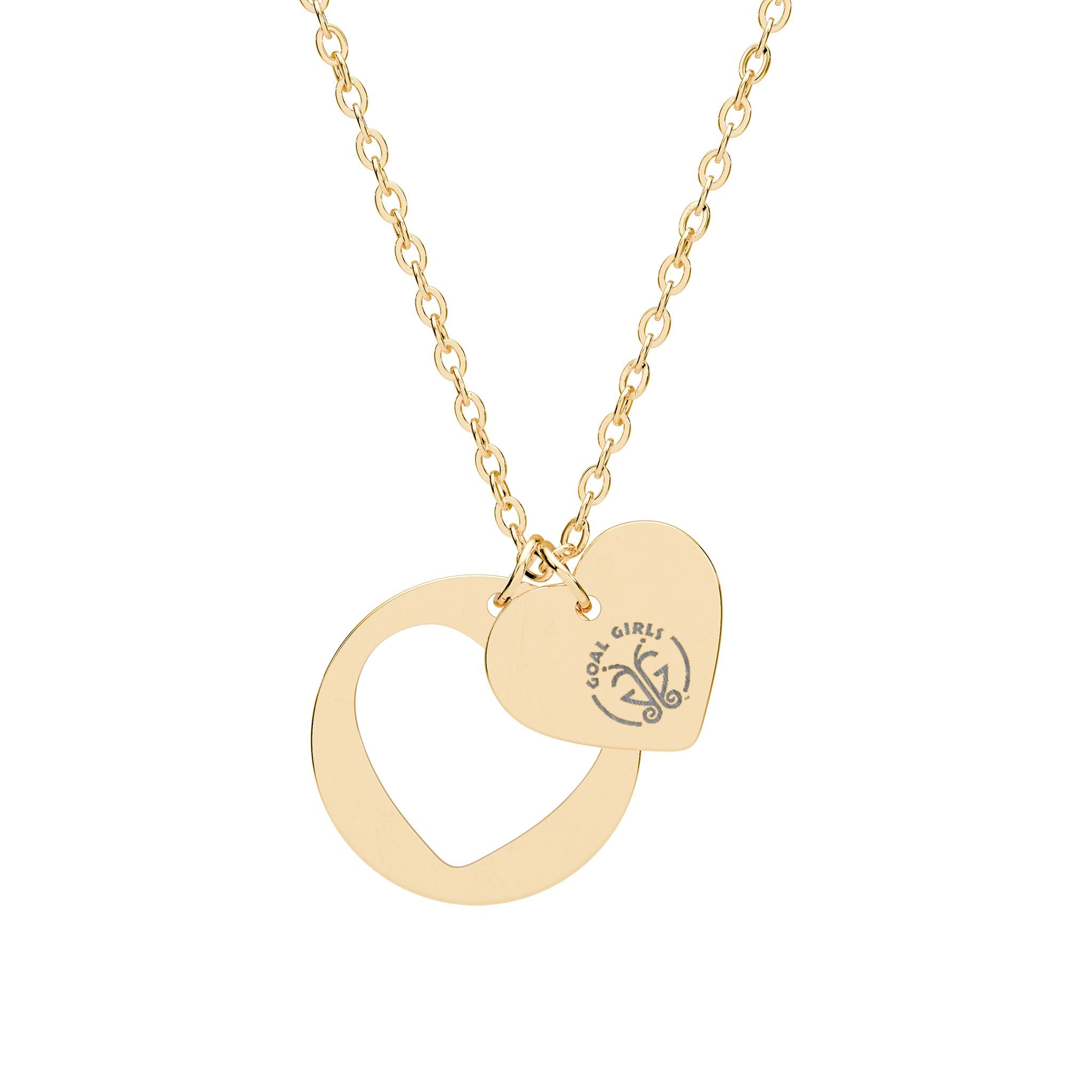 Engravable Heart Cutout Necklace — Personalized Double Pendant (Silver or Rose Gold)