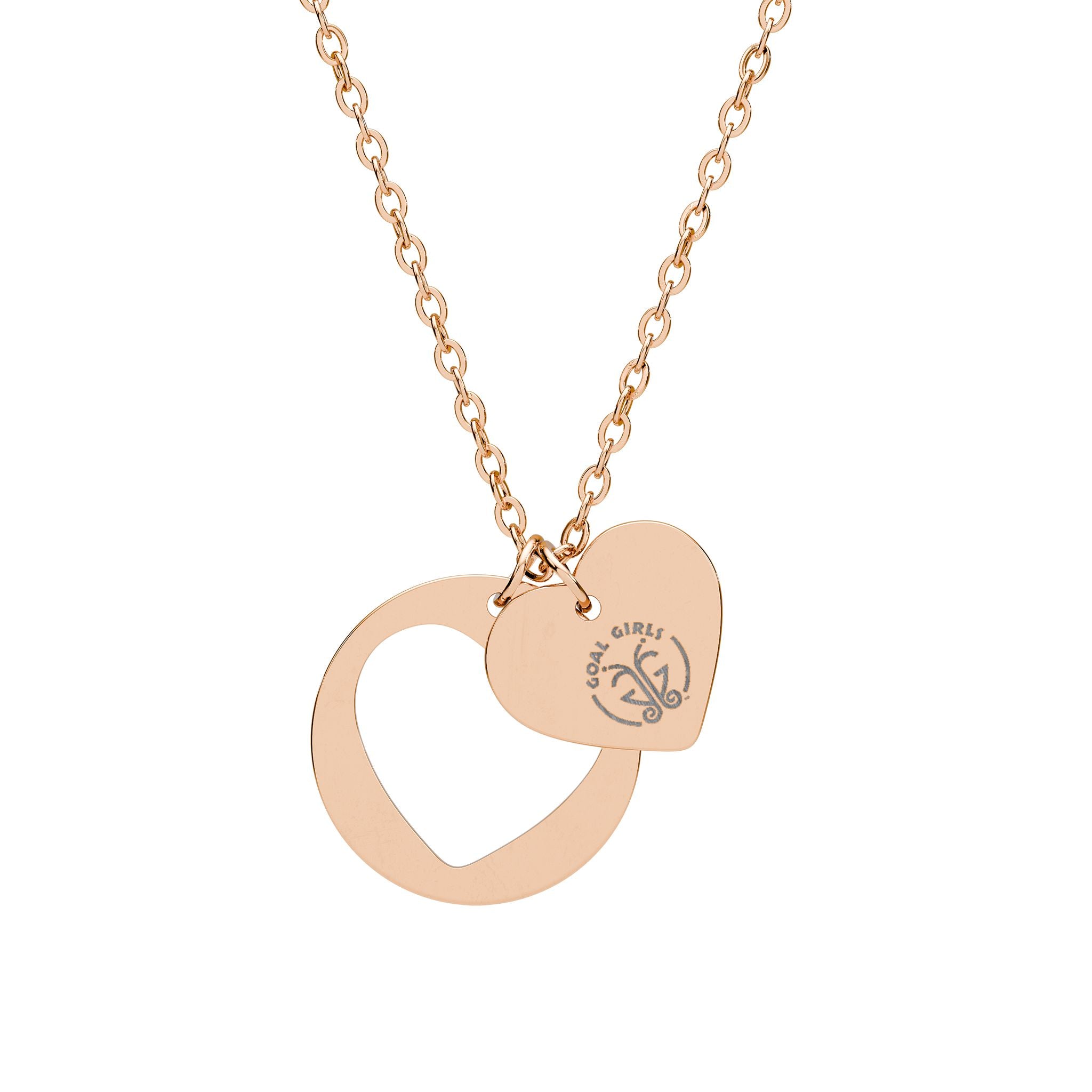 Engravable Heart Cutout Necklace — Personalized Double Pendant (Silver or Rose Gold)