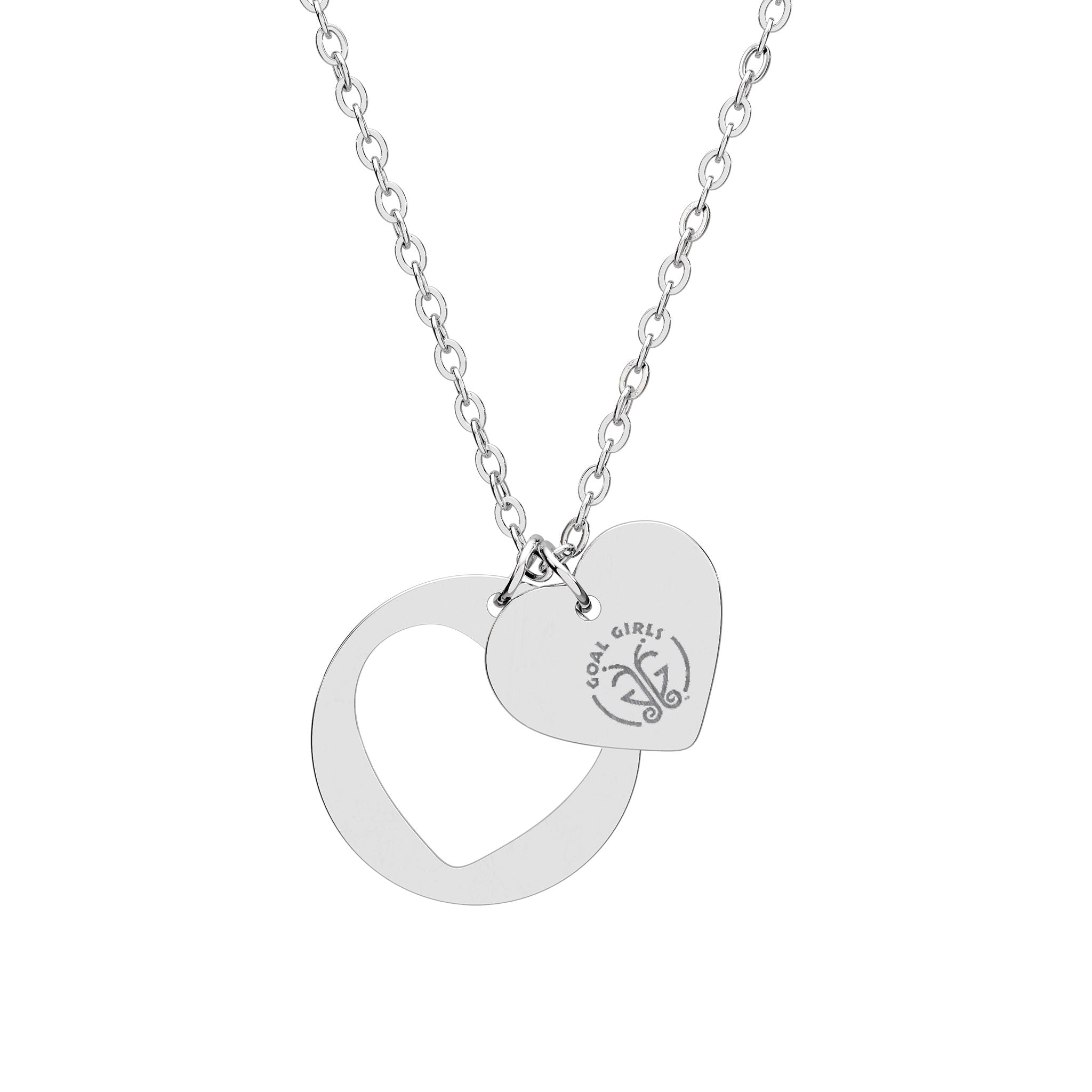 Engravable Heart Cutout Necklace — Personalized Double Pendant (Silver or Rose Gold)